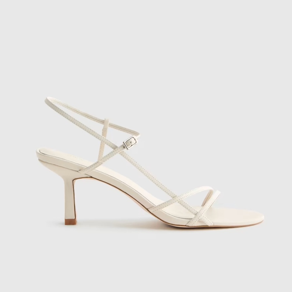 Quince Italian Leather 70mm Strappy Heel in Bone